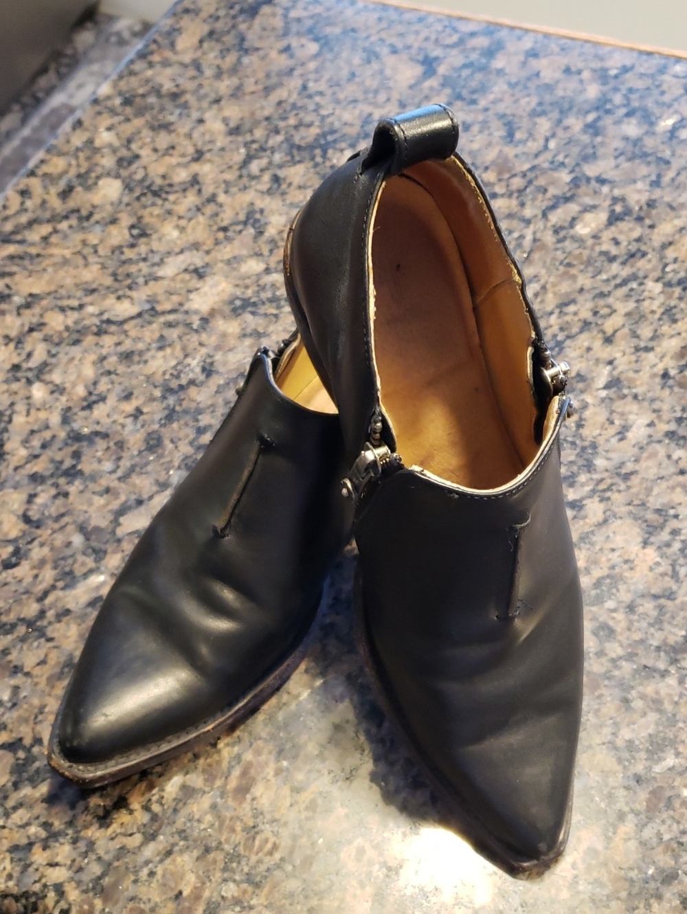 Frye Black Pointed-Toe Ankle Booties